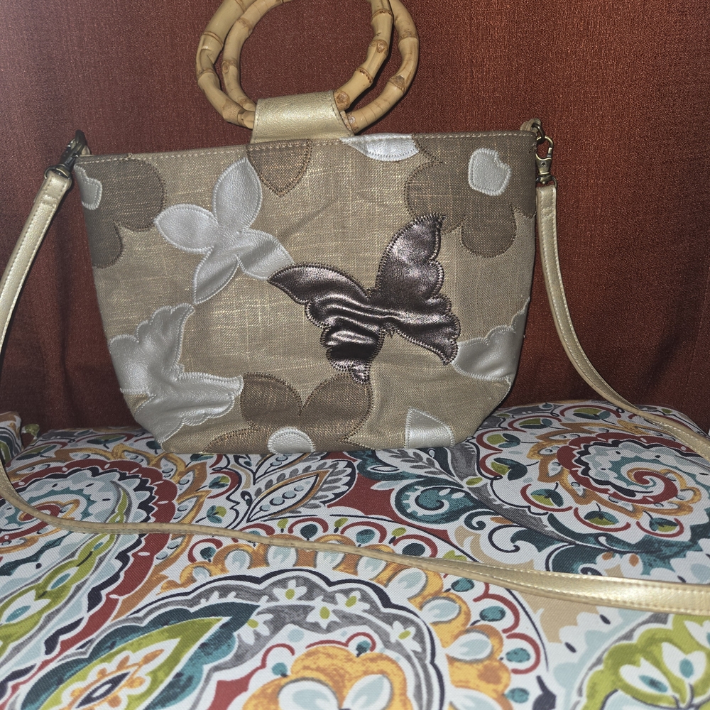 Bueno Beige and Brown Floral Crossbody Bag - Picture 1 of 2